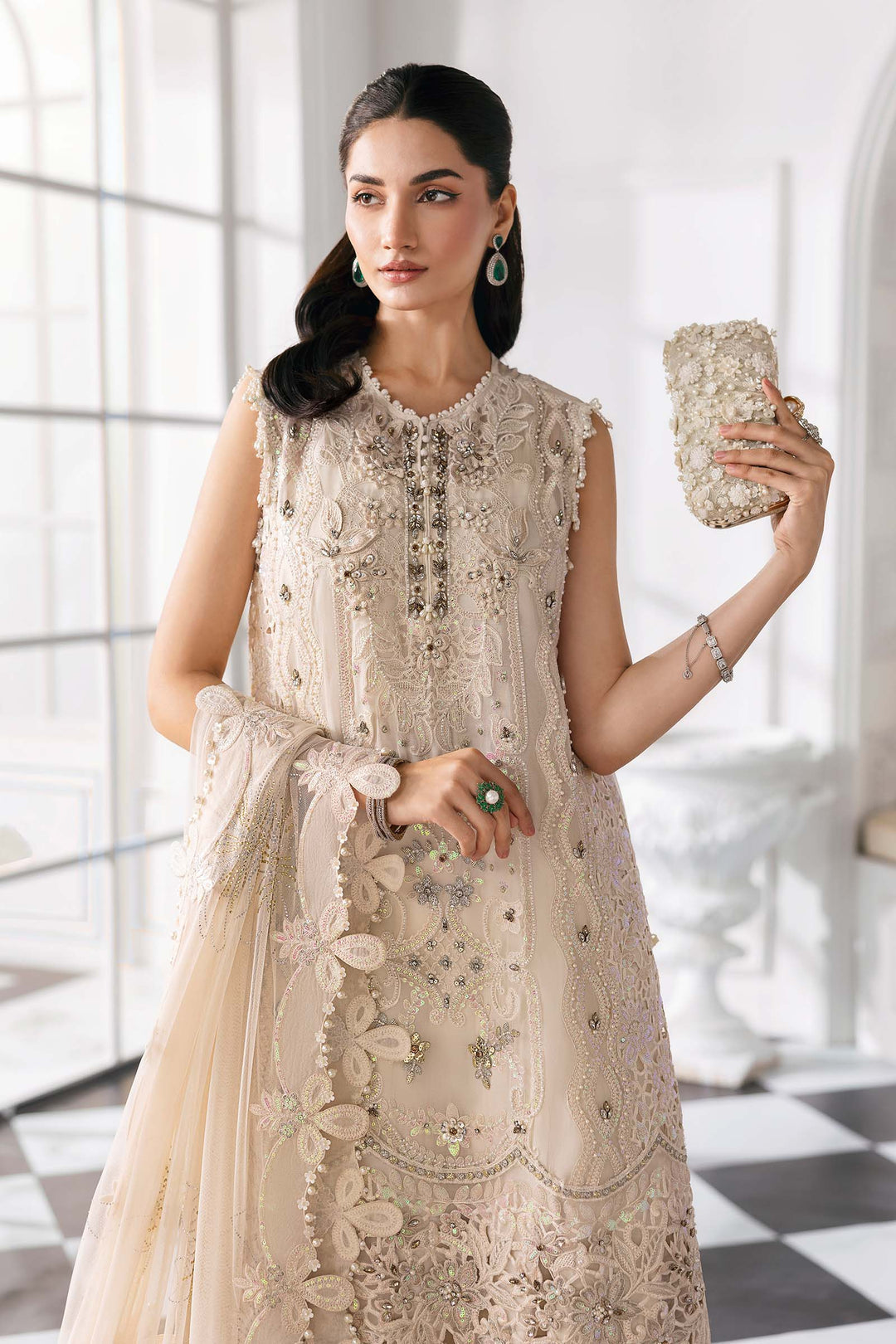 3 Piece Embroidered Chiffon Suit | BD-3007