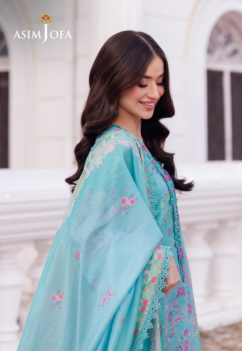 AJRS-04 PRINTED EMBROIDERED RAW SILK 3 PCS