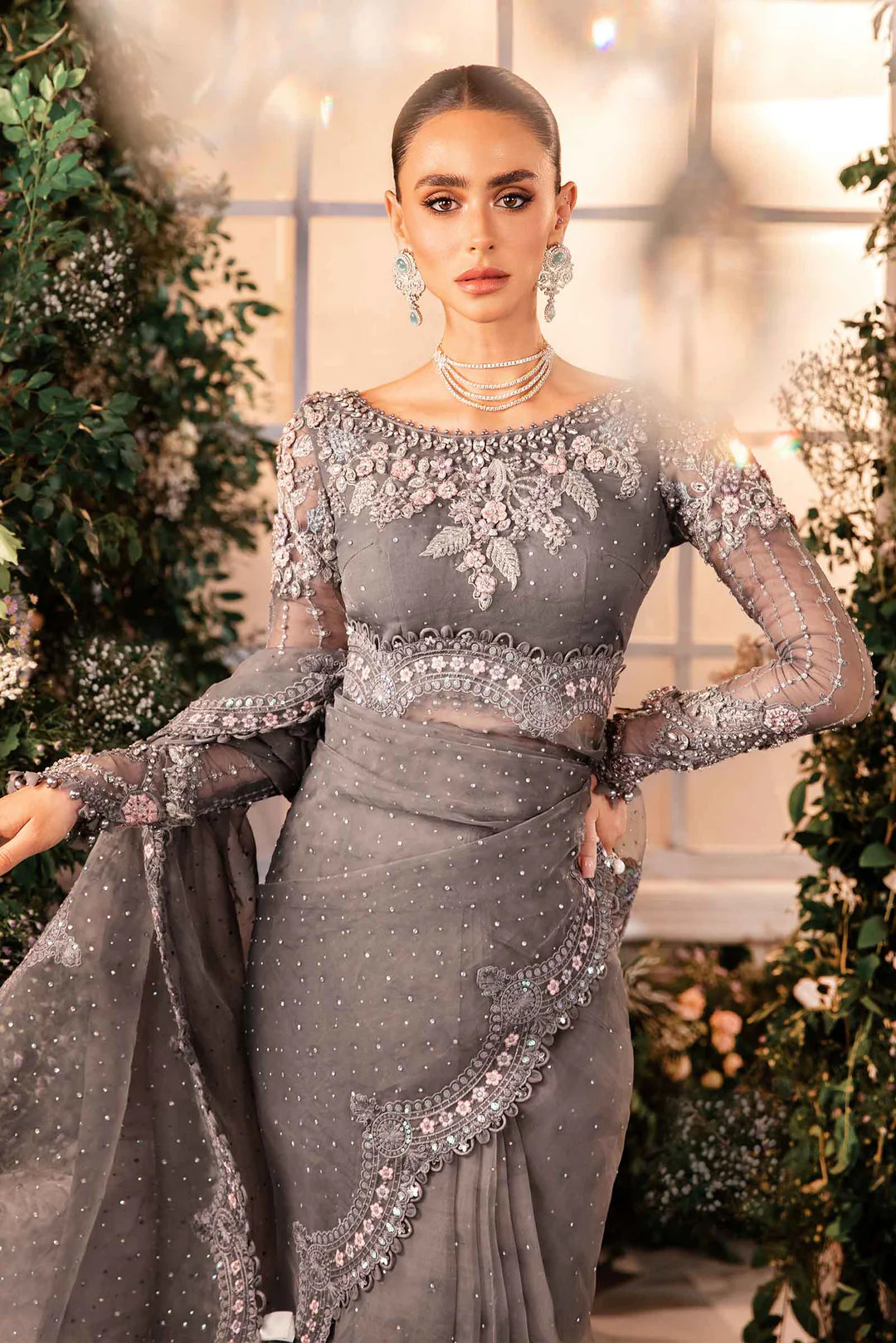 Embroidered Organza Suit | BD-2902