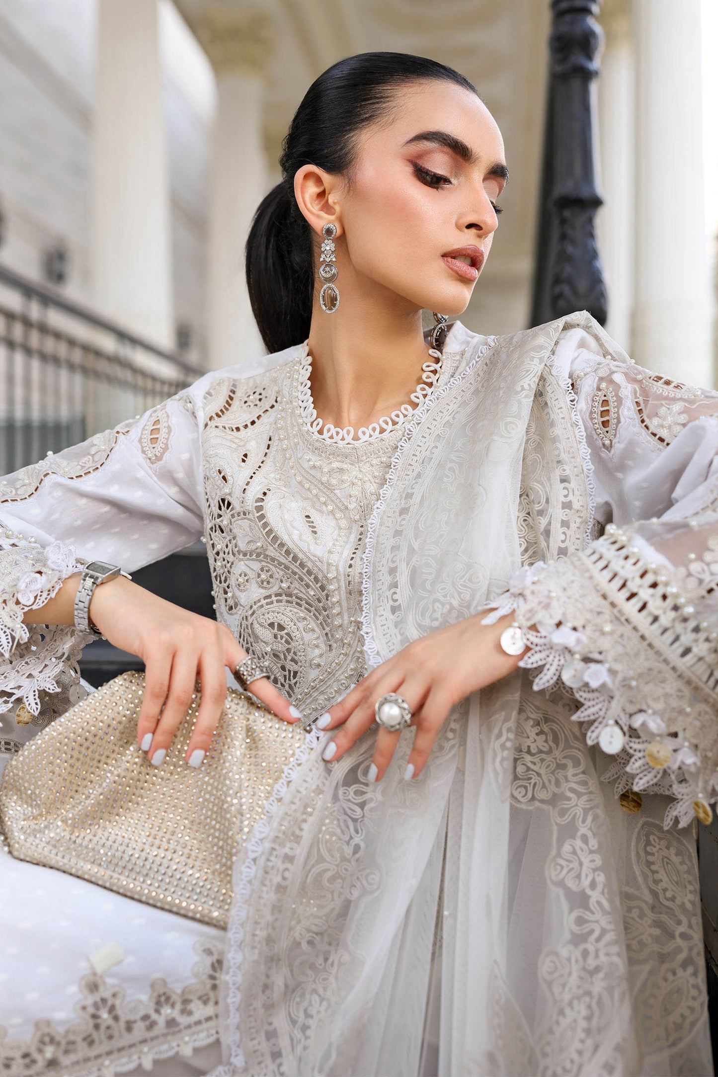 3 Piece Embroidered Jacquard Lawn Suit