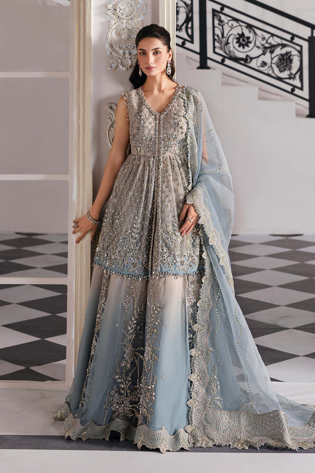 3 Piece Embroidered Net Suit | BD-3002
