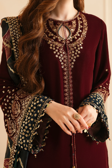 EMBROIDERED VELVET FORMAL VF-2038