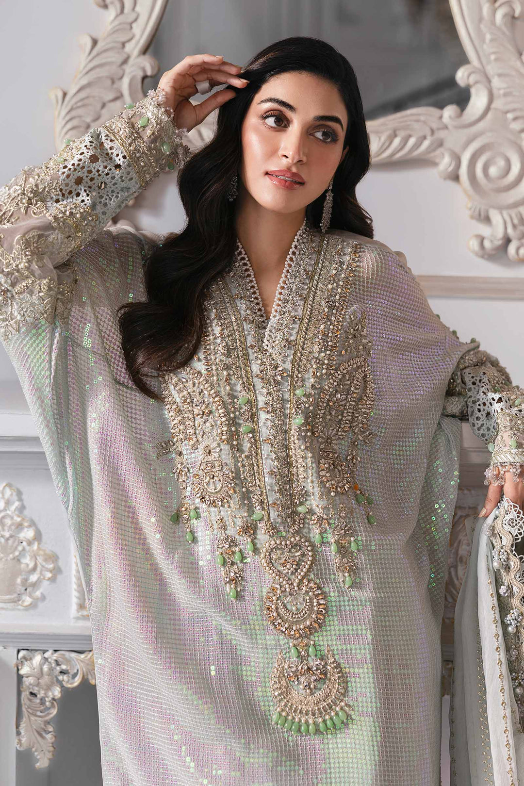 3 Piece Embroidered Chiffon Suit | BD-3005