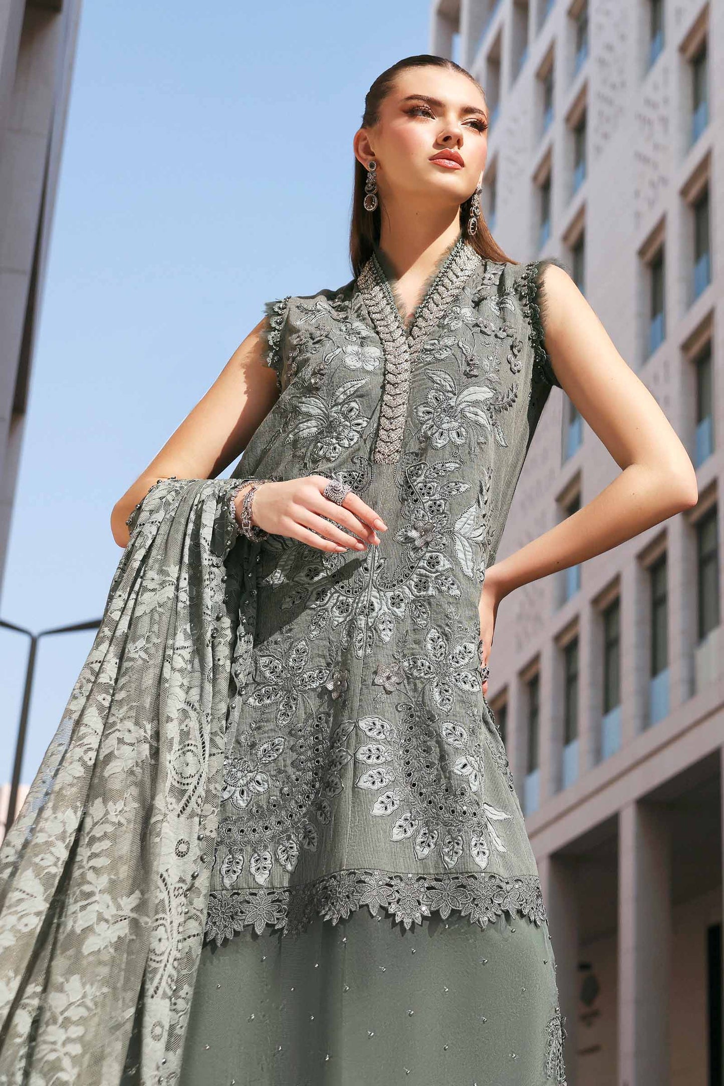 Embroidered Karandi Lawn Suit