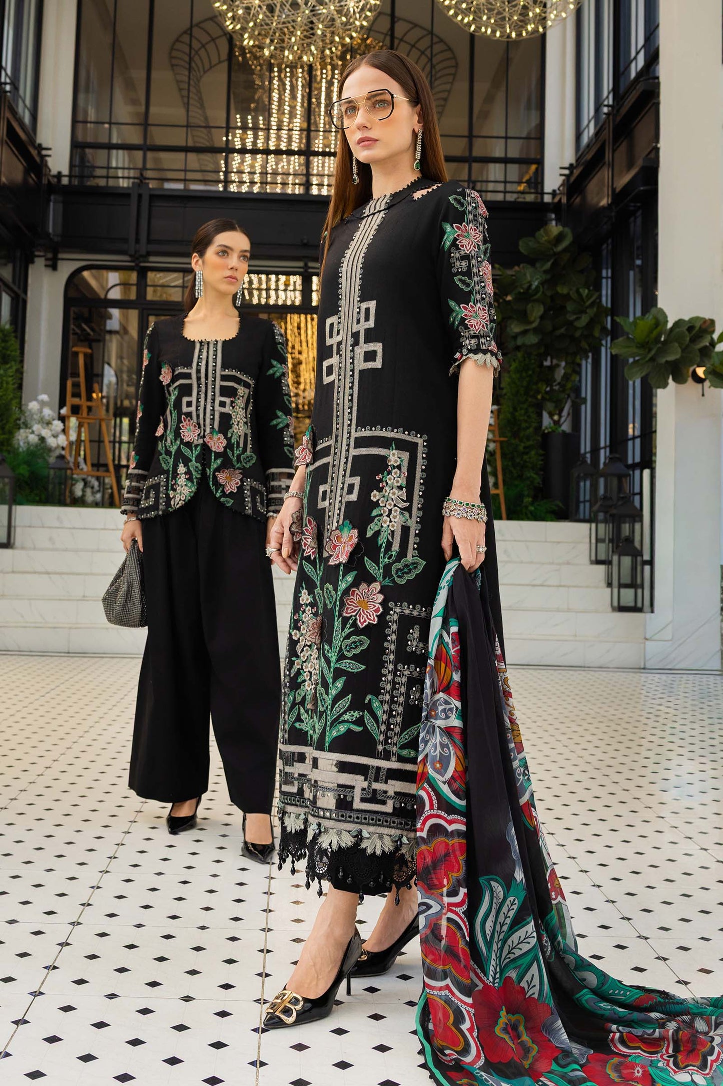 3 Piece Embroidered Jacquard Lawn Suit