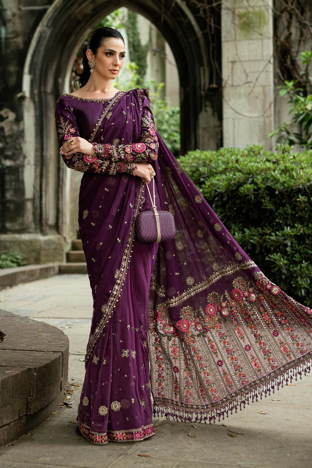 Embroidered Chiffon Saree