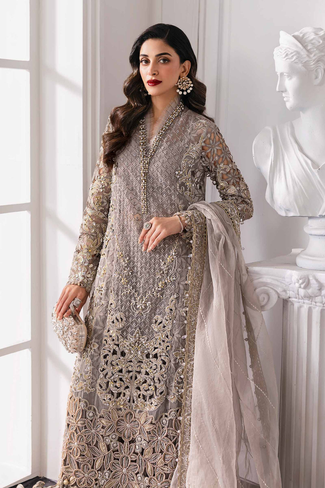 3 Piece Embroidered Organza Suit | BD-3006