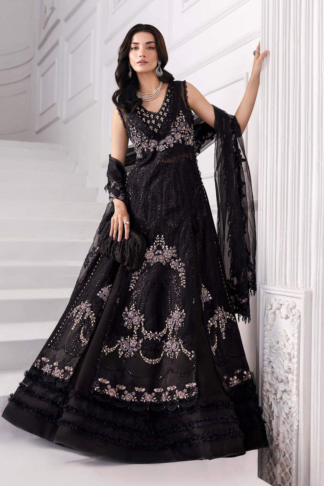 3 Piece Embroidered Organza Suit | BD-3004