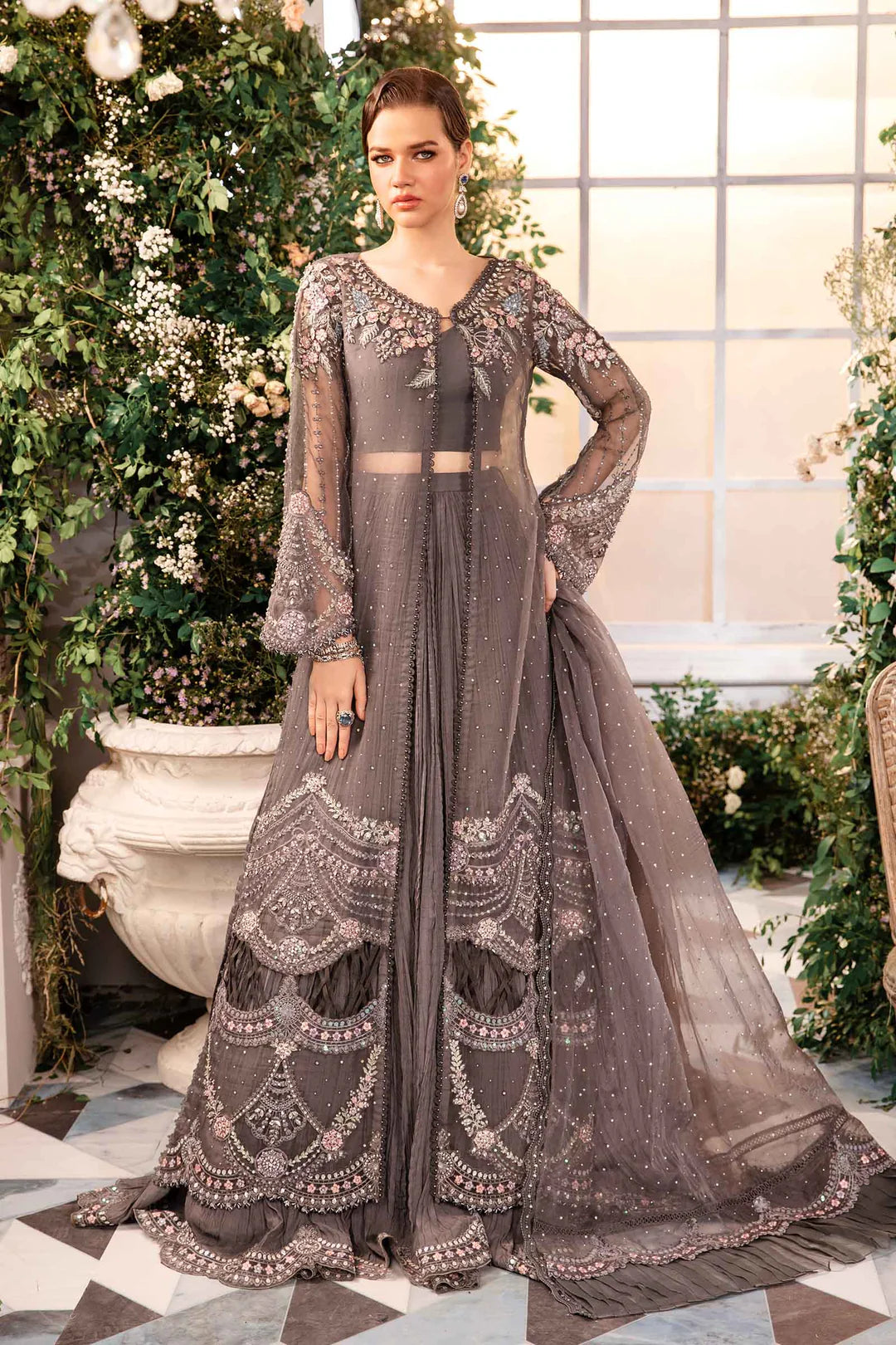 Embroidered Organza Suit | BD-2902