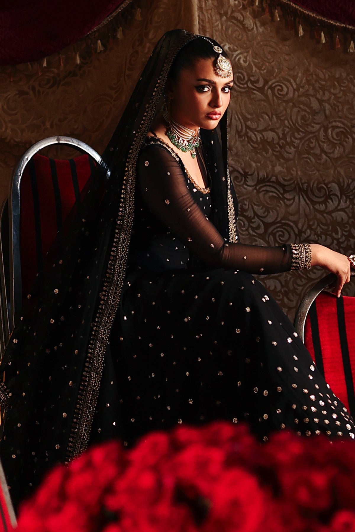 3-PC EMBROIDERED CHIFFON SUIT CMA-5-180