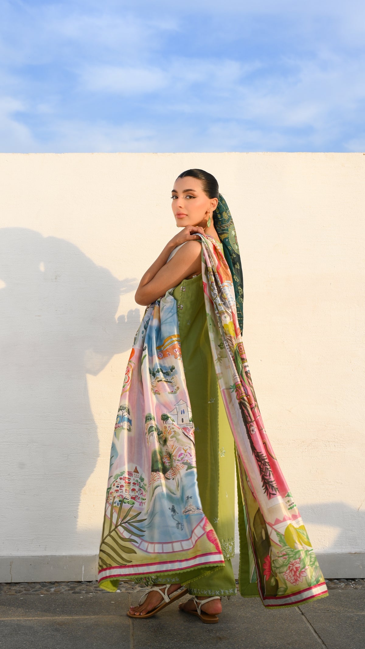 KIWI GREEN LUXURY EMBROIDERED LUXURY LAWN SET (NEL-26608) LUXURY LAWN X EID 2026