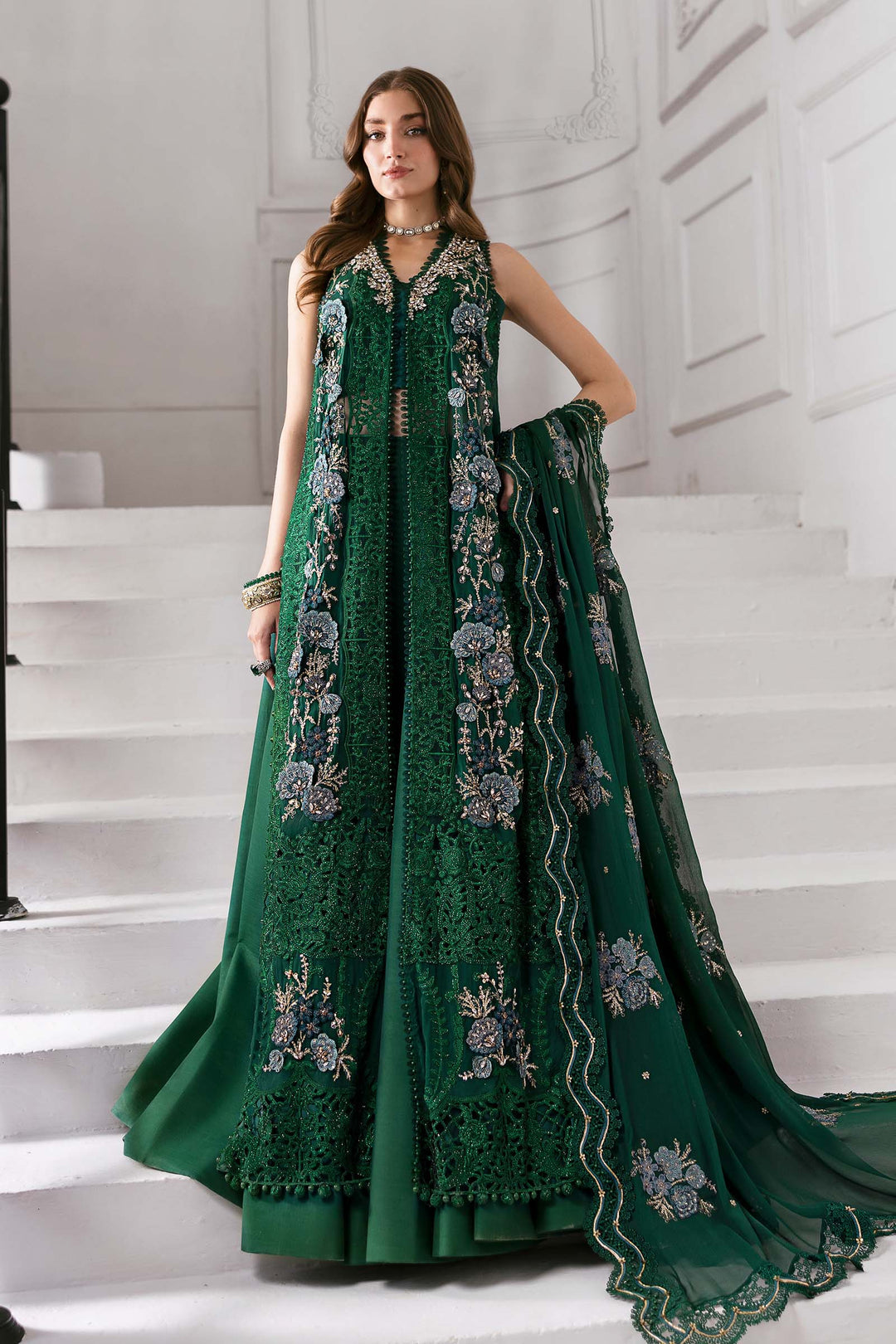 3 Piece Embroidered Chiffon Suit | BD-3008