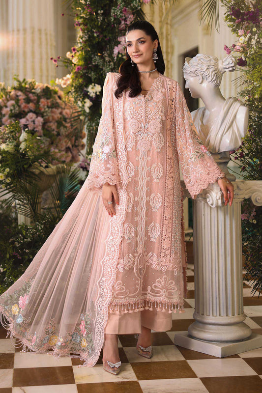 3 Piece Embroidered Chiffon Suit  MPC-26-104-Peach Pink