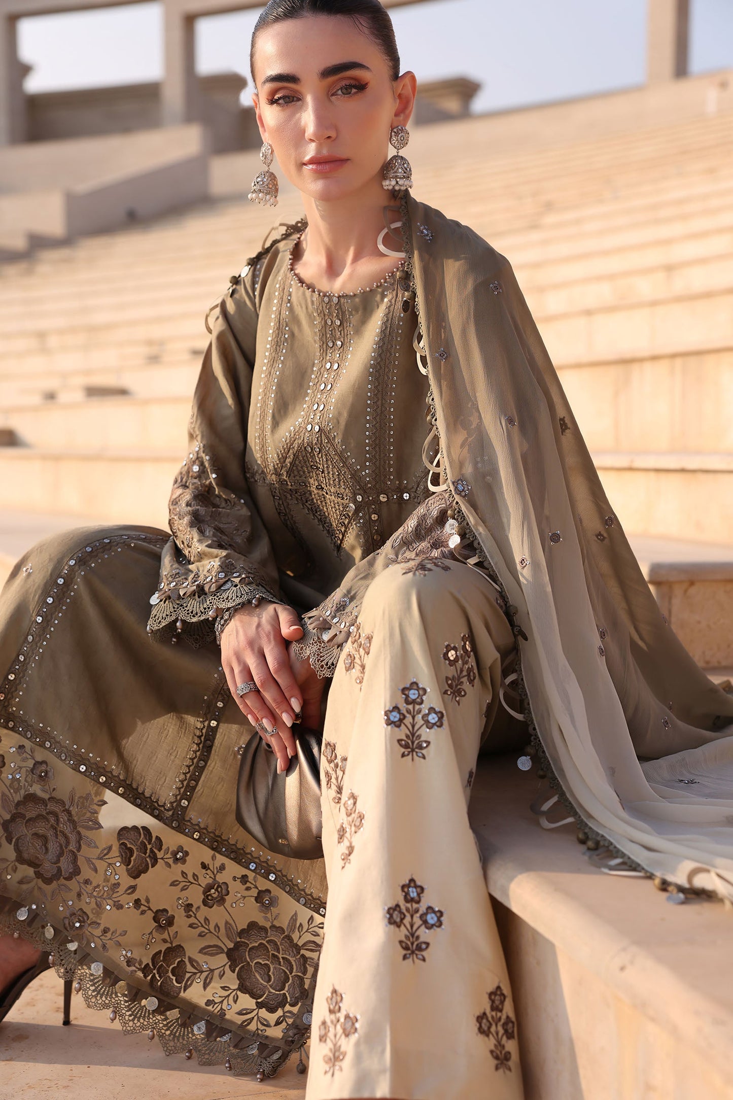 Embroidered Jacquard Lawn Suit