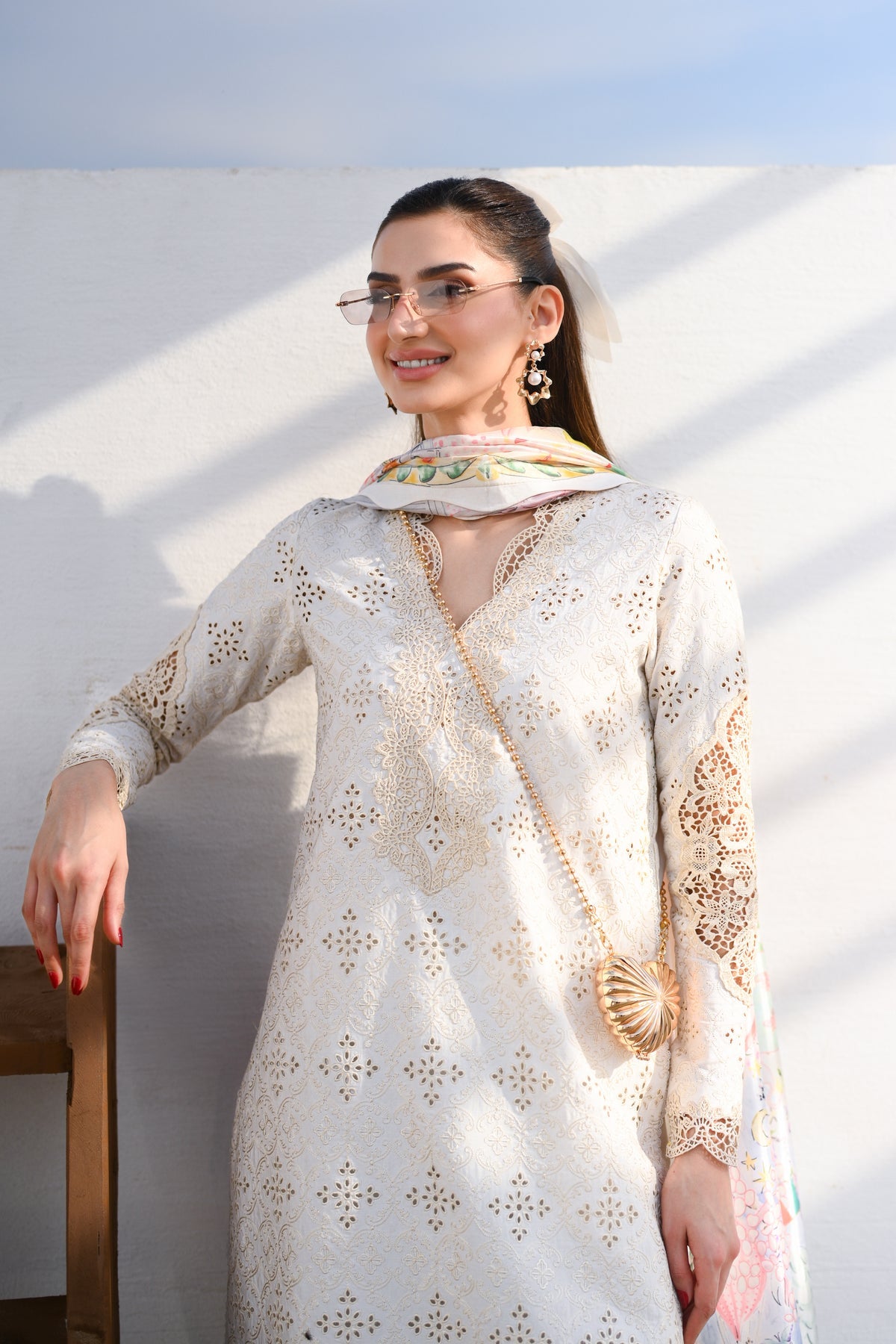 IVORY LUXURY EMBROIDERED LAWN SET (NEL-26604) LUXURY LAWN X EID 2026