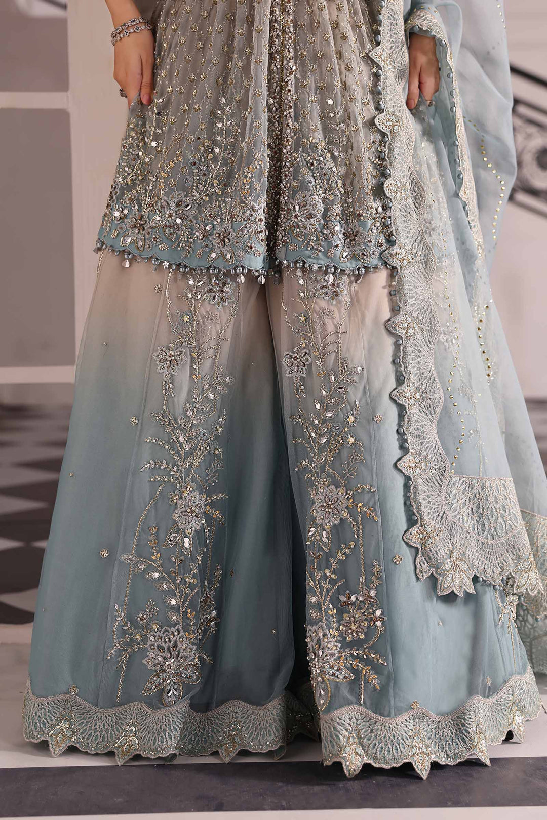 3 Piece Embroidered Net Suit | BD-3002