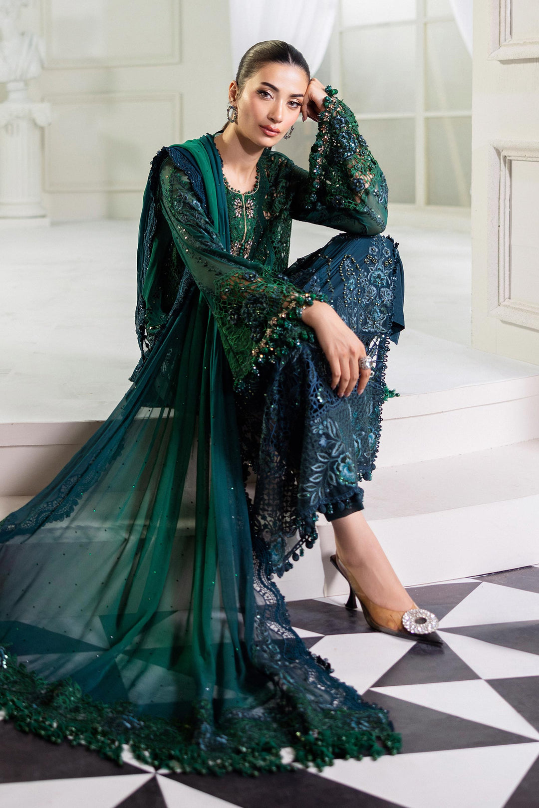 3 Piece Unstitched Embroidered Chiffon Suit | MPC-25-106