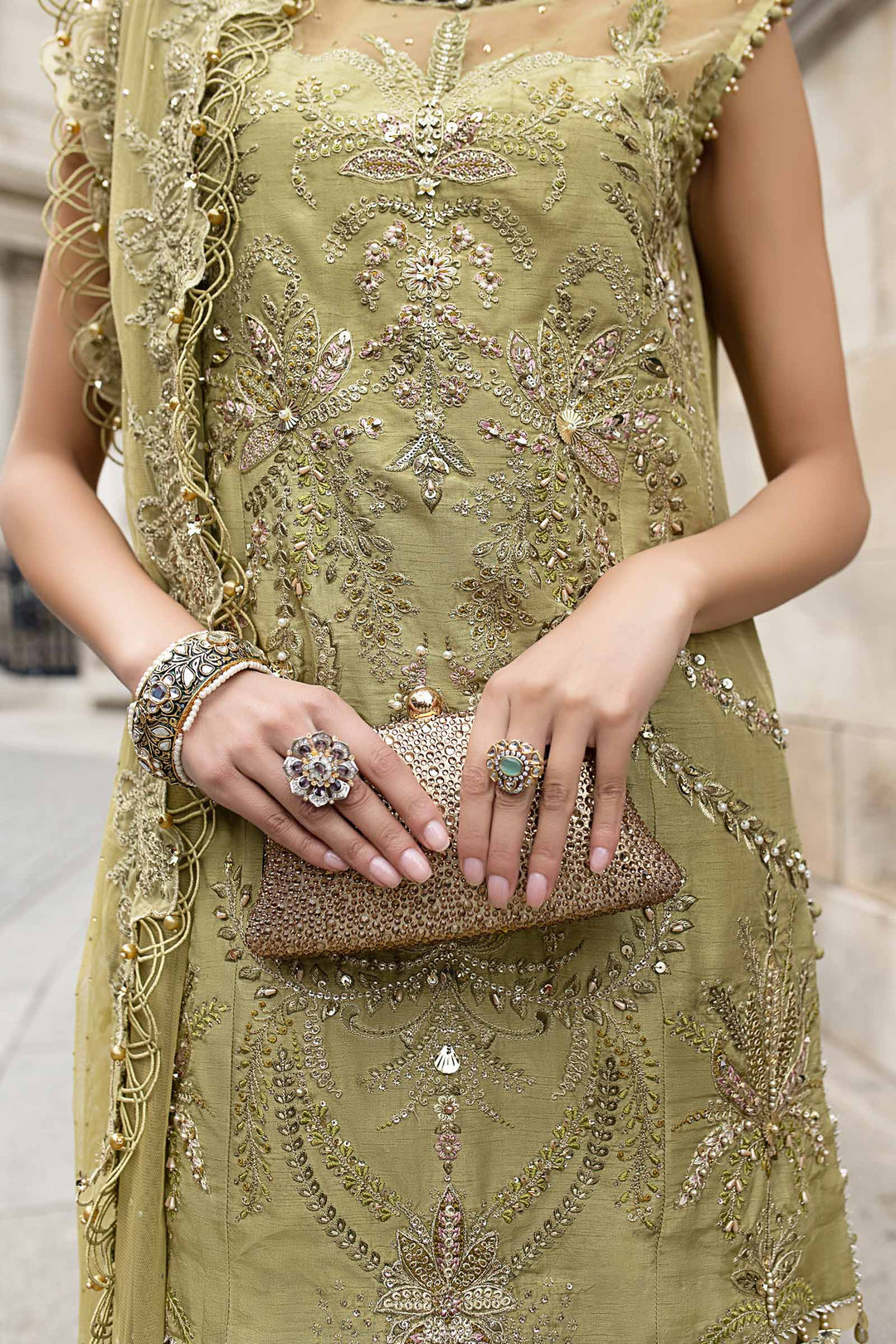 Embroidered Raw Silk Suit