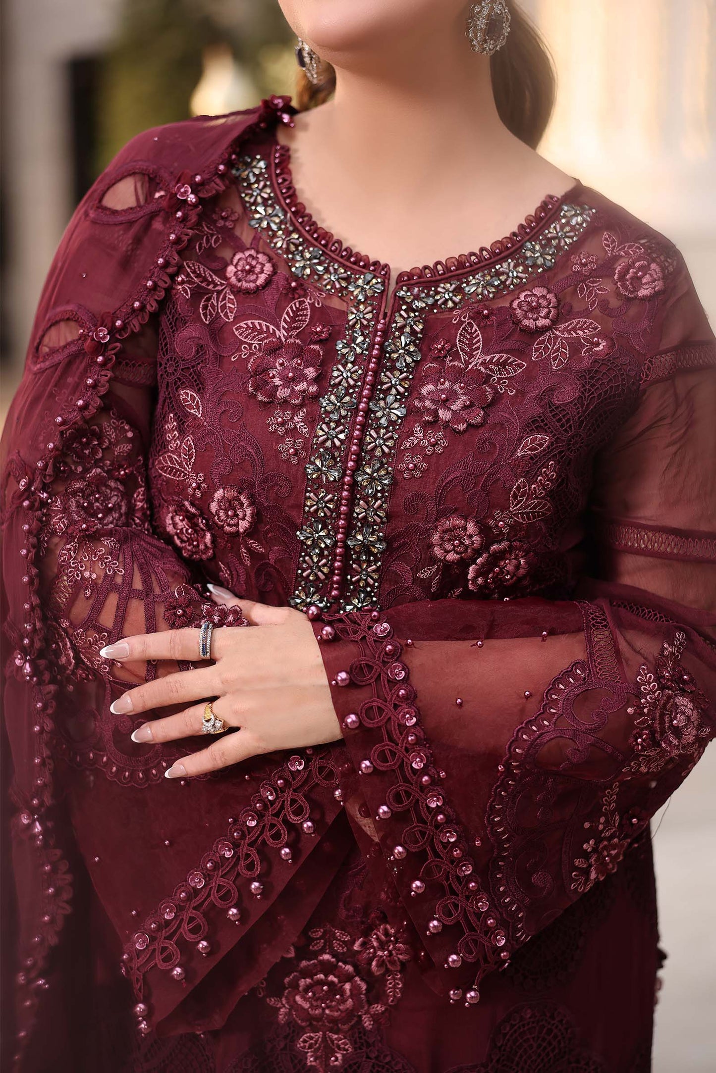 3 Piece Embroidered Chiffon Suit  MPC-26-108