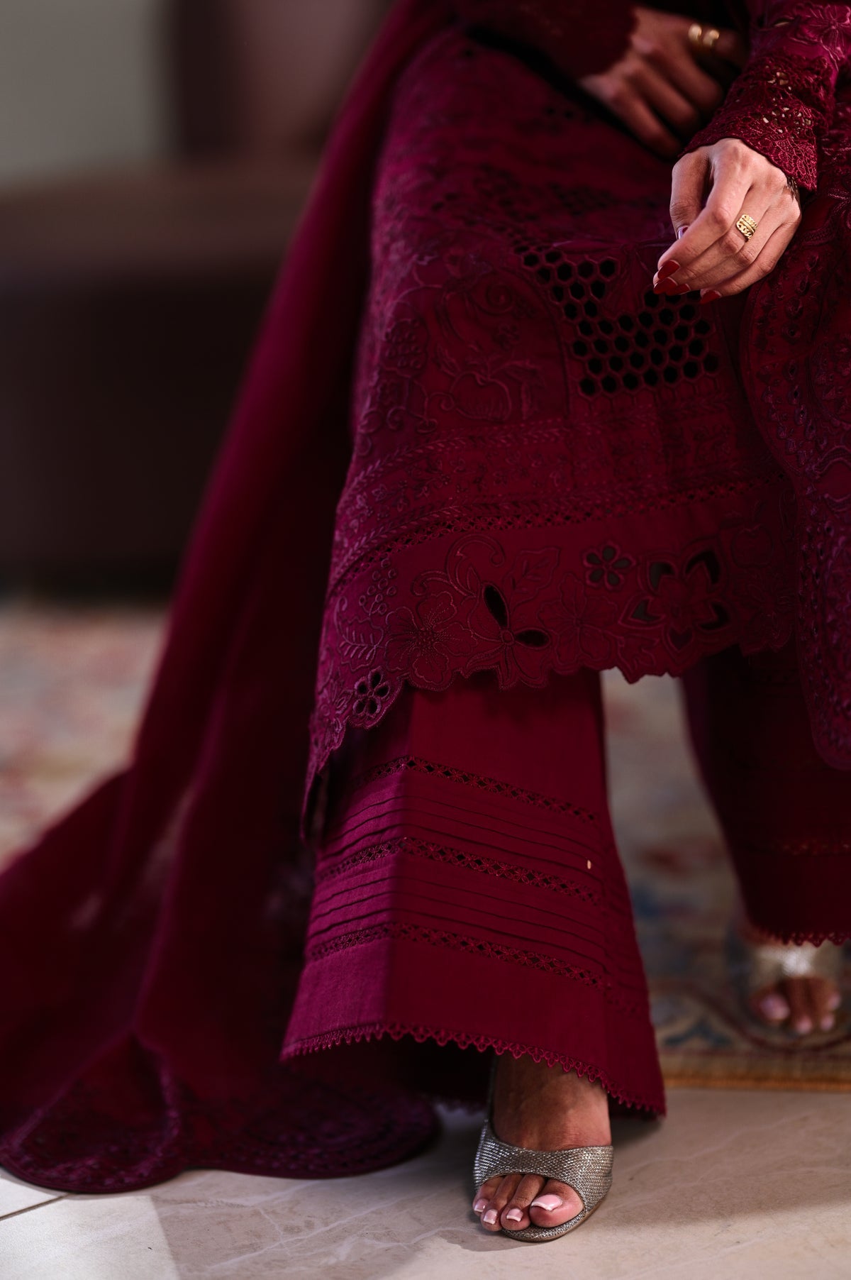 DEEP MAROON LUXURY EMBROIDERED LAWN (NEL-26601) LUXURY LAWN X EID 2026