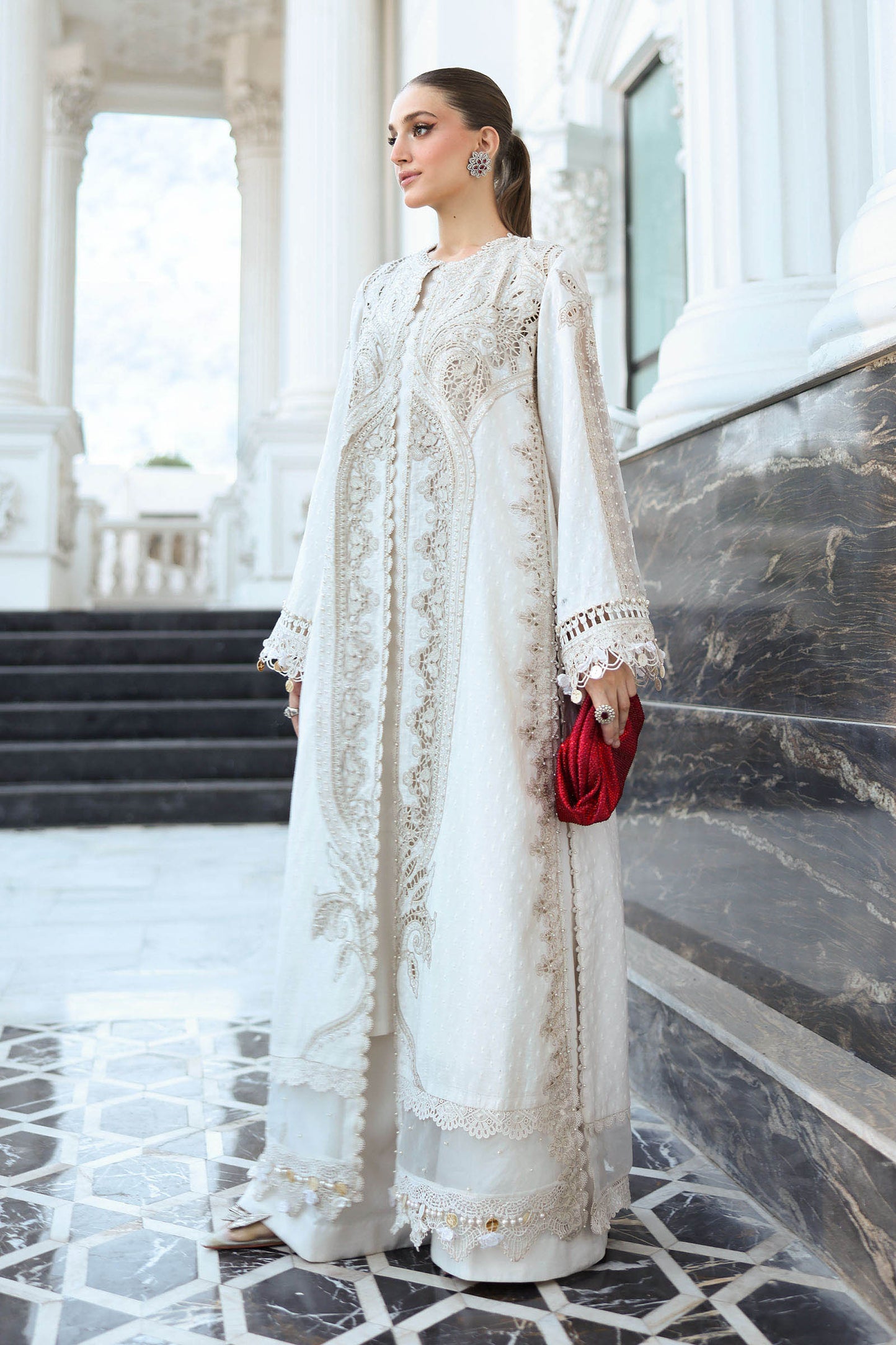 3 Piece Embroidered Jacquard Lawn Suit
