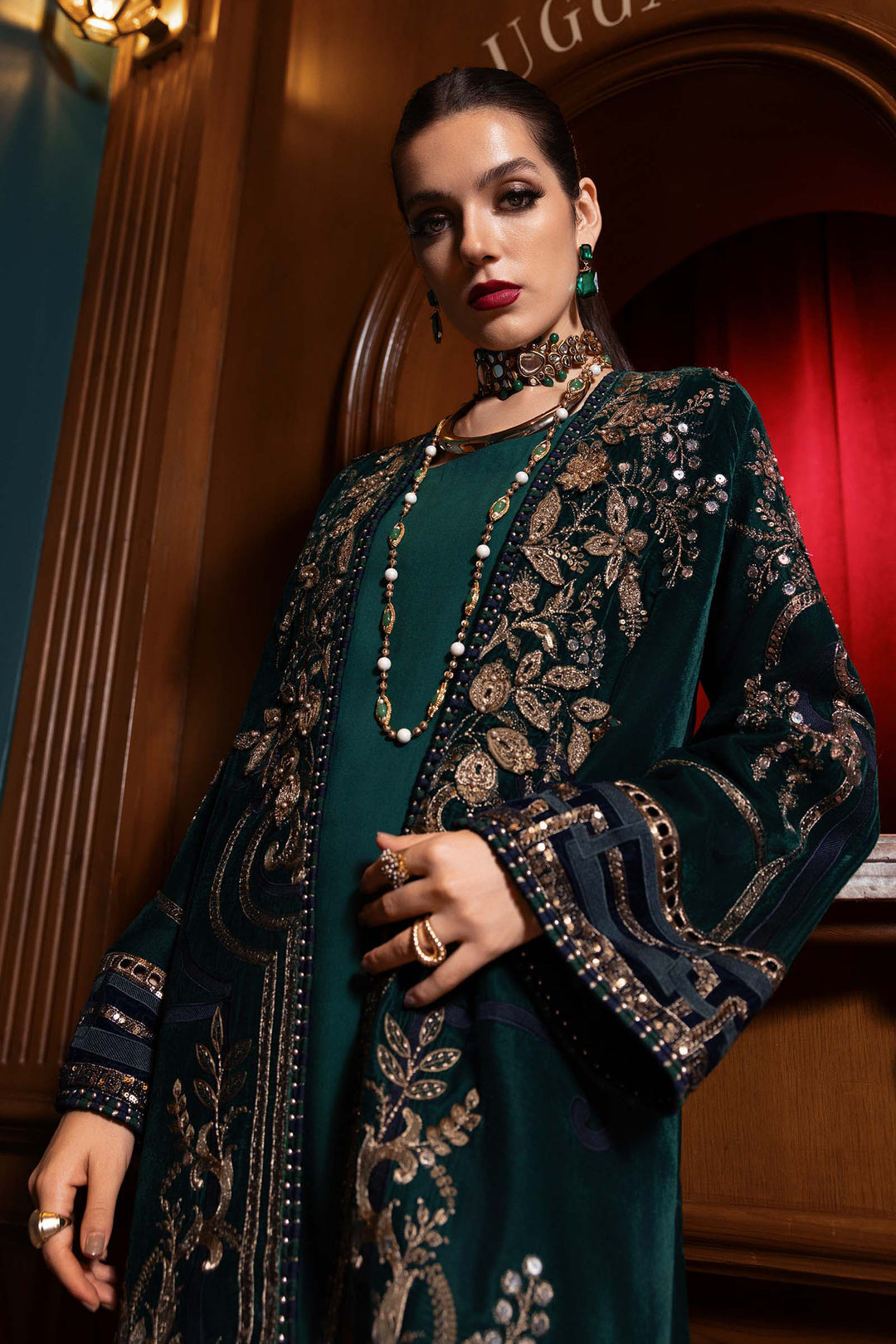 3 Pc Embroidered Velvet Suit