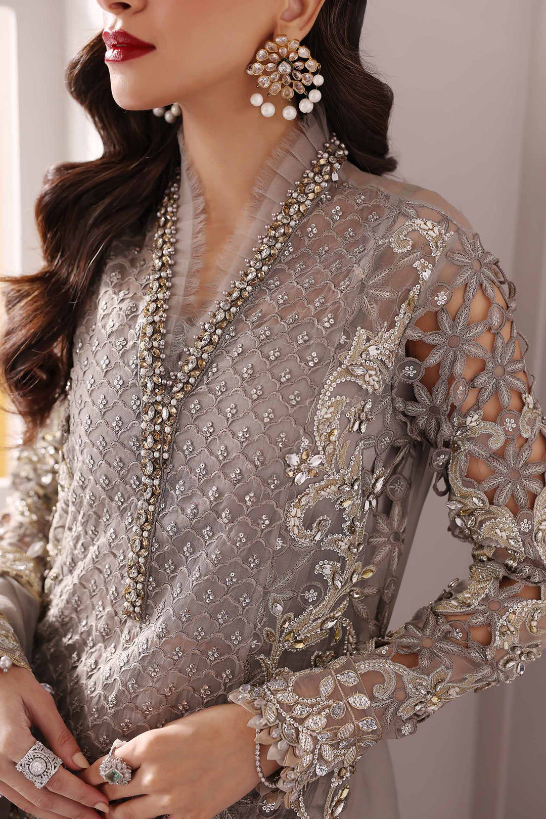 3 Piece Embroidered Organza Suit | BD-3006