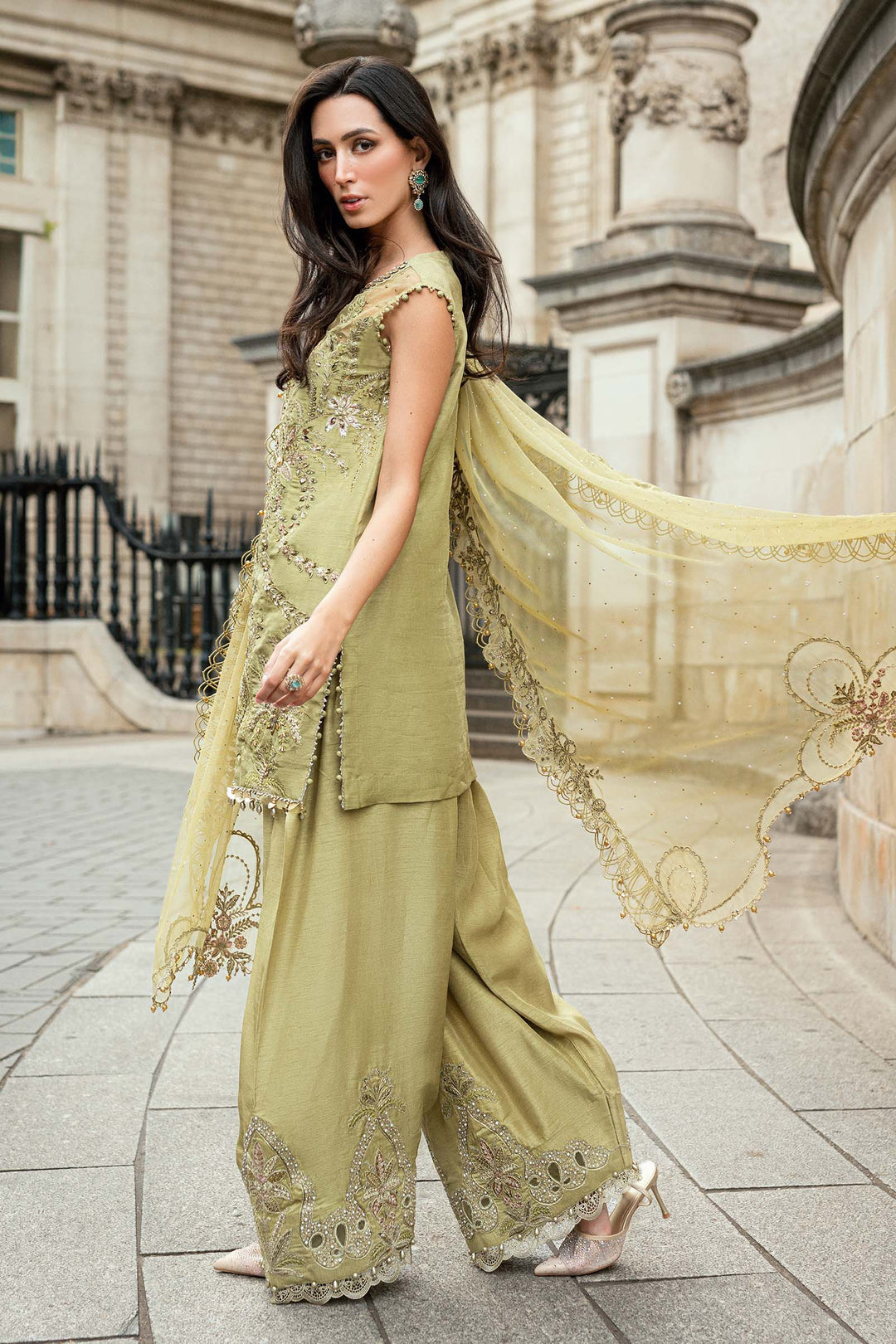 Embroidered Raw Silk Suit
