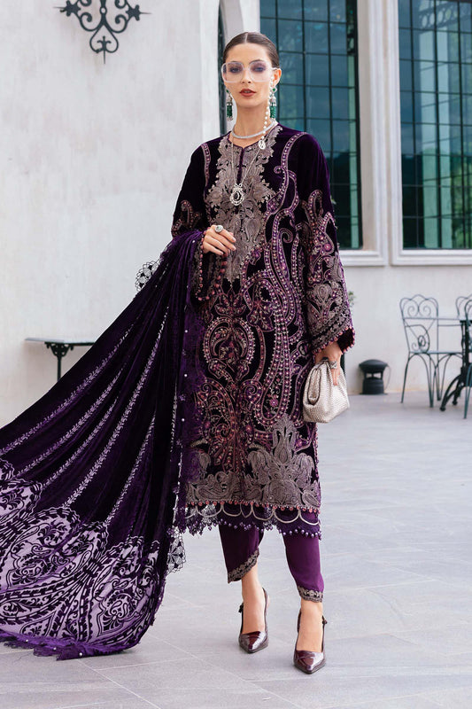 3 Pc Embroidered Velvet Suit