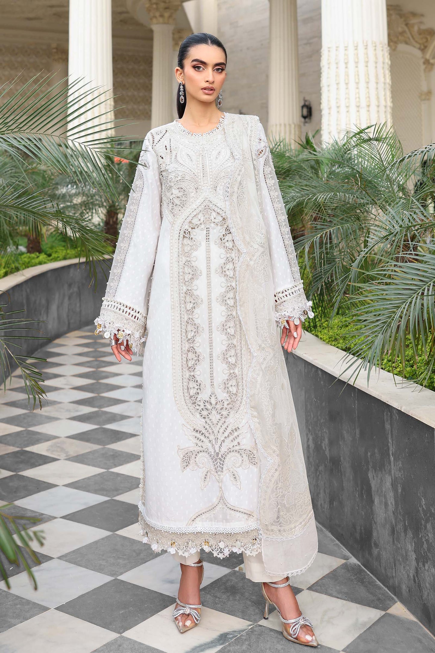 3 Piece Embroidered Jacquard Lawn Suit