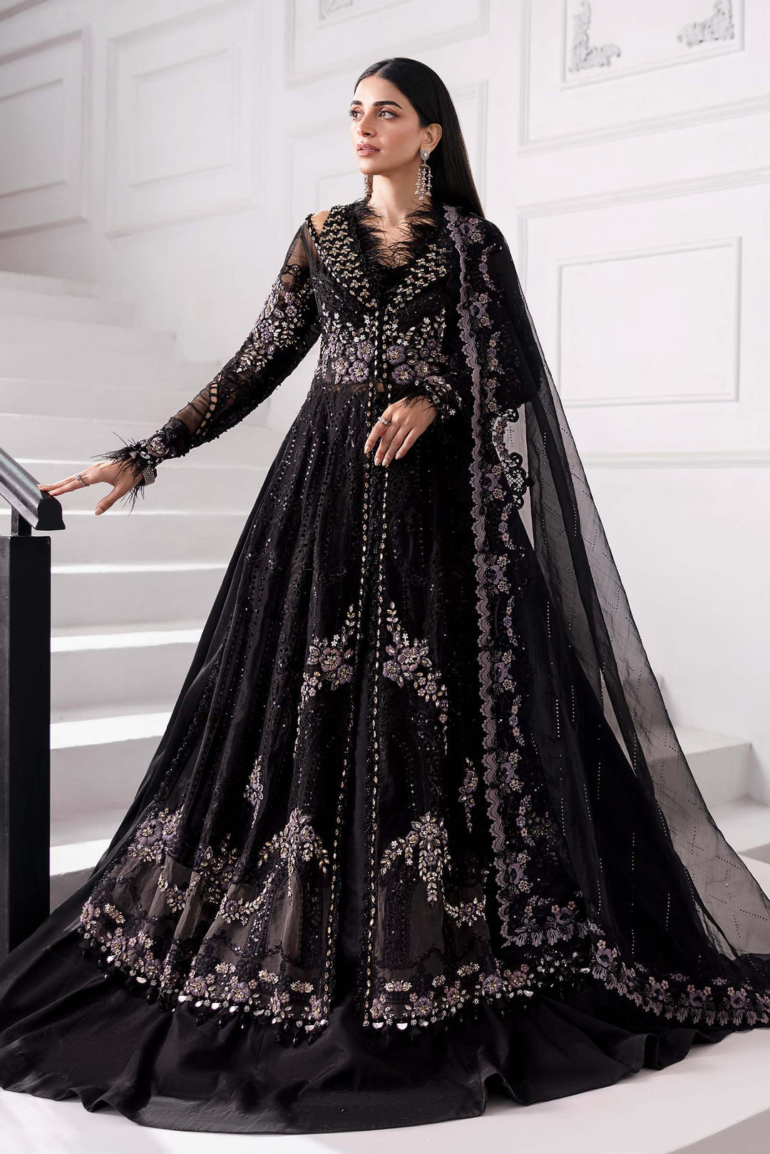 3 Piece Embroidered Organza Suit | BD-3004