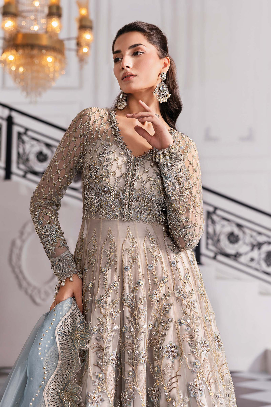 3 Piece Embroidered Net Suit | BD-3002