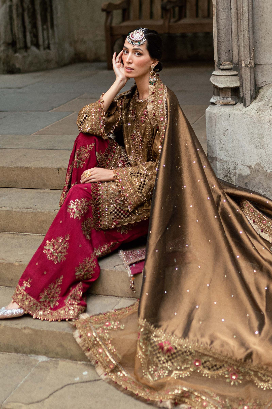 Embroidered Raw Silk Suit