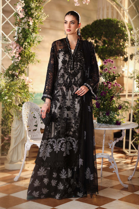 3 Piece Embroidered Chiffon Suit - MPC-26-101-Black