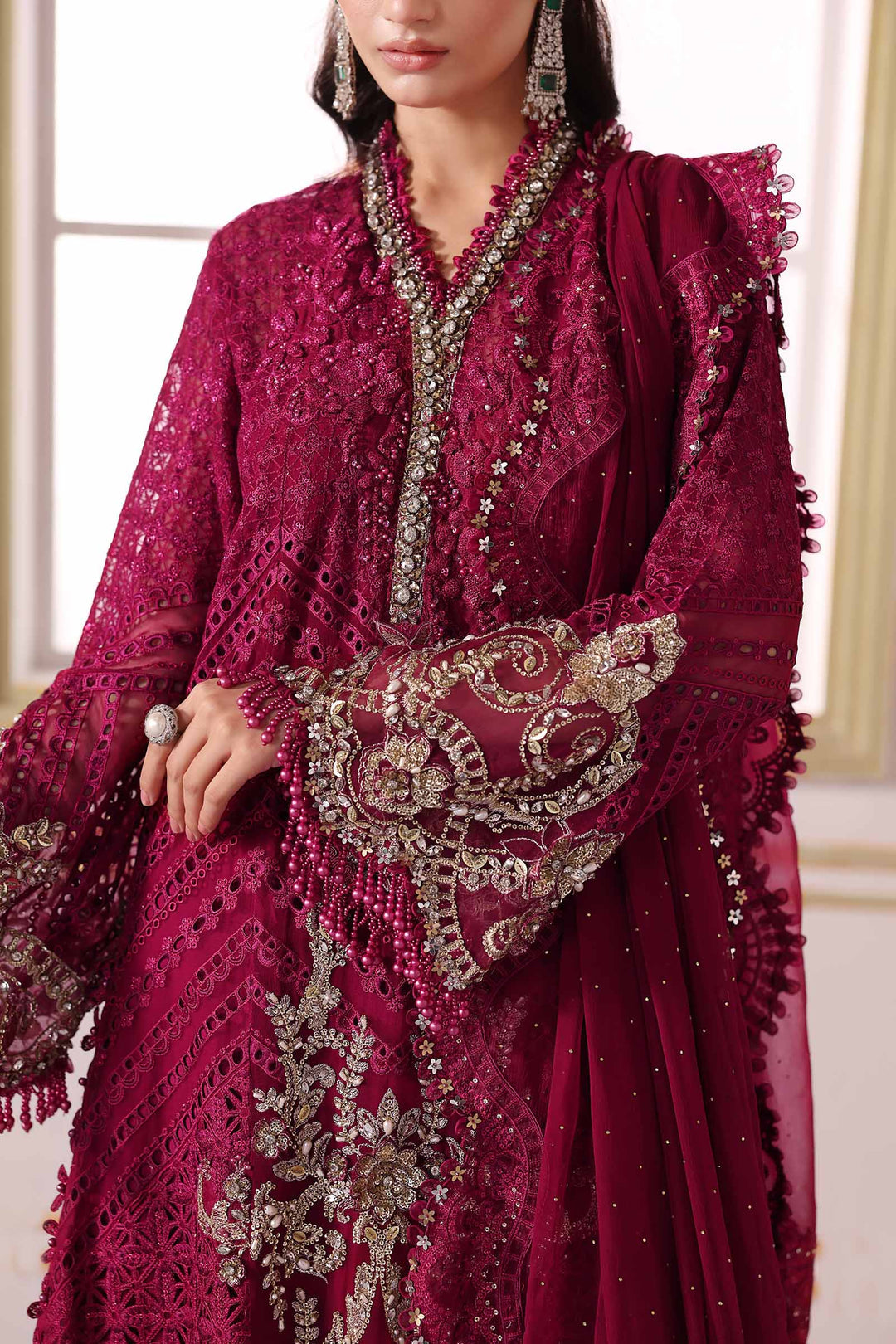3 Piece Embroidered Chiffon Suit | BD-3003