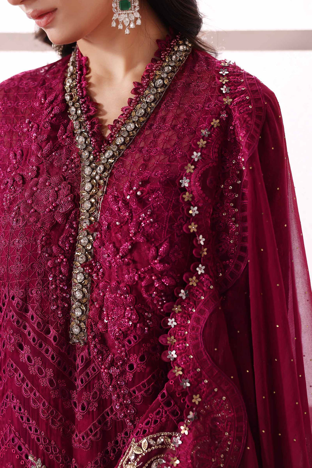 3 Piece Embroidered Chiffon Suit | BD-3003
