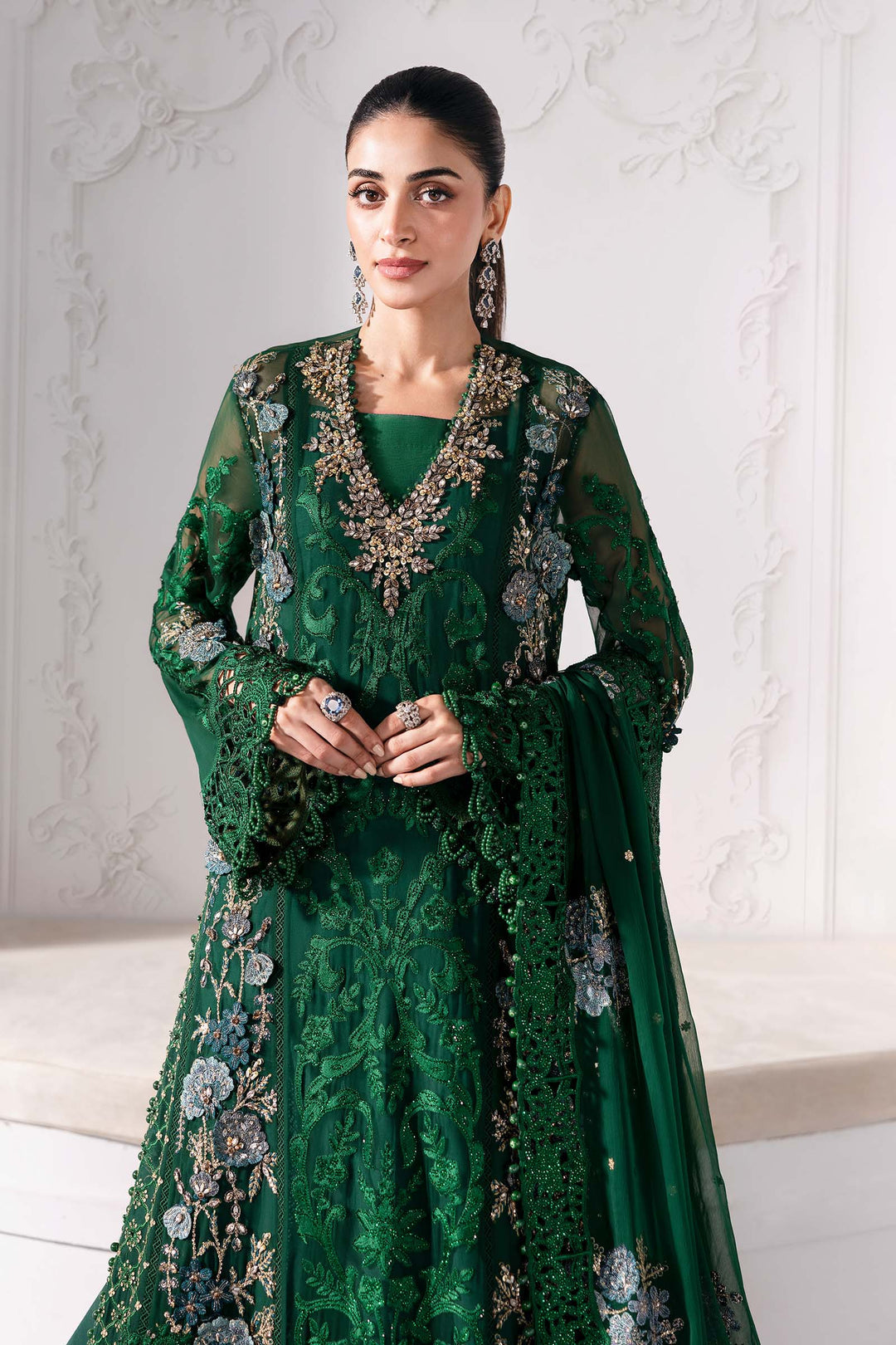 3 Piece Embroidered Chiffon Suit | BD-3008