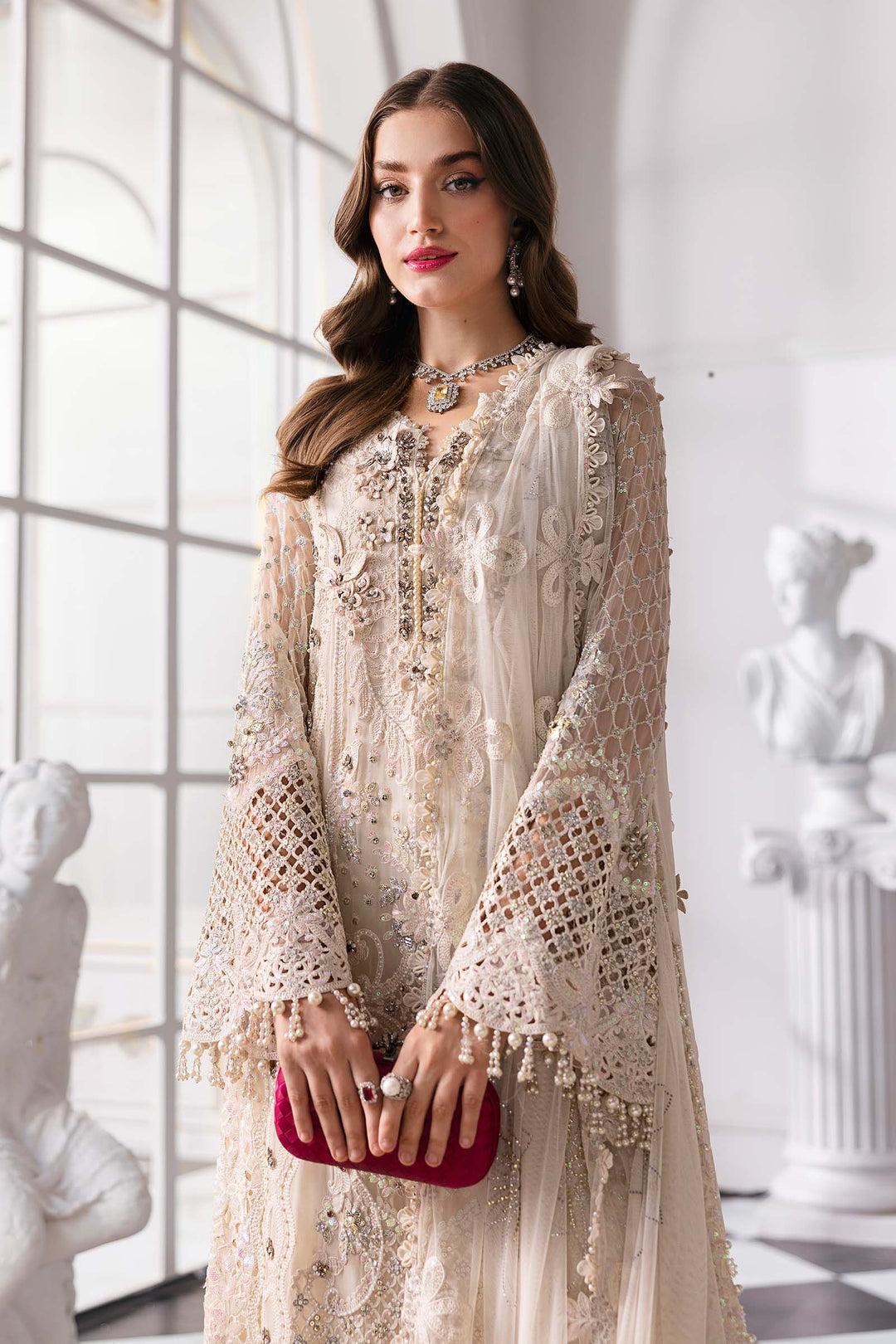 3 Piece Embroidered Chiffon Suit | BD-3007