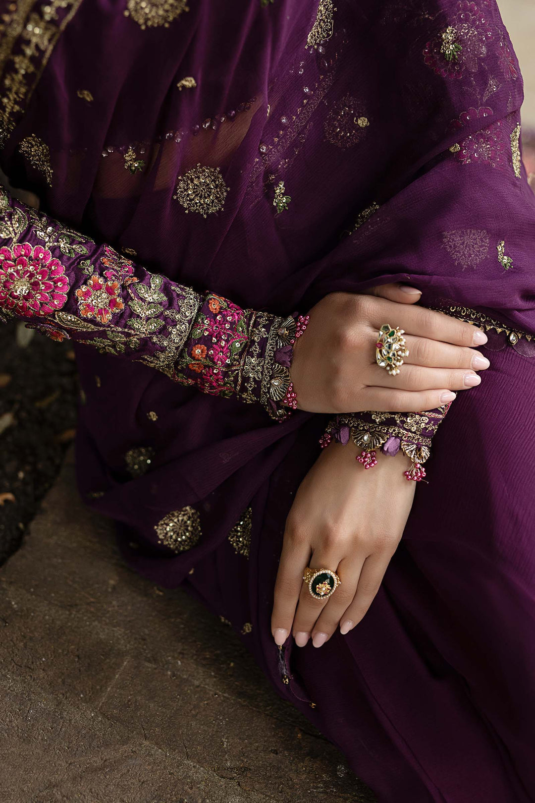 Embroidered Chiffon Saree