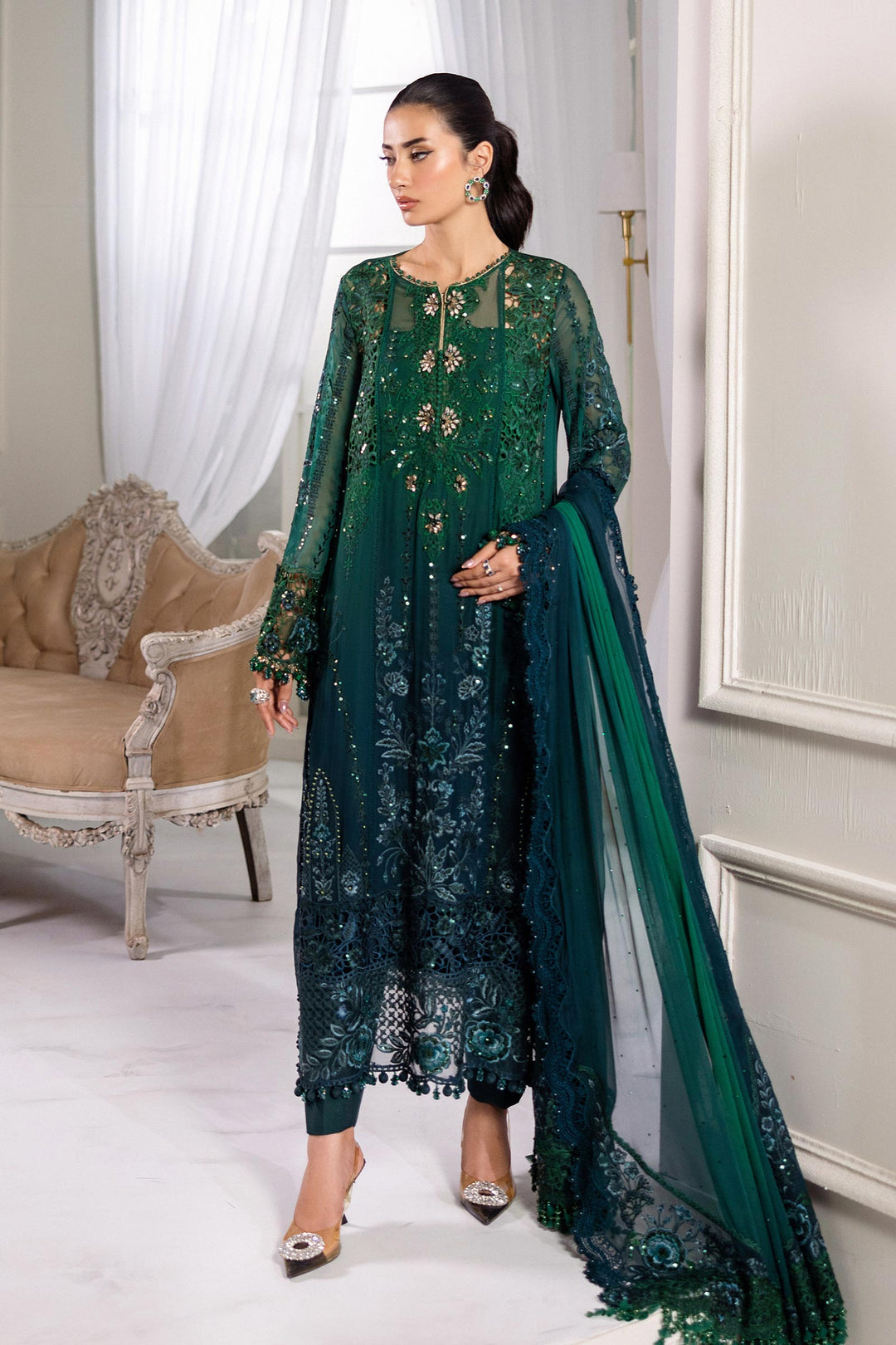 3 Piece Unstitched Embroidered Chiffon Suit | MPC-25-106