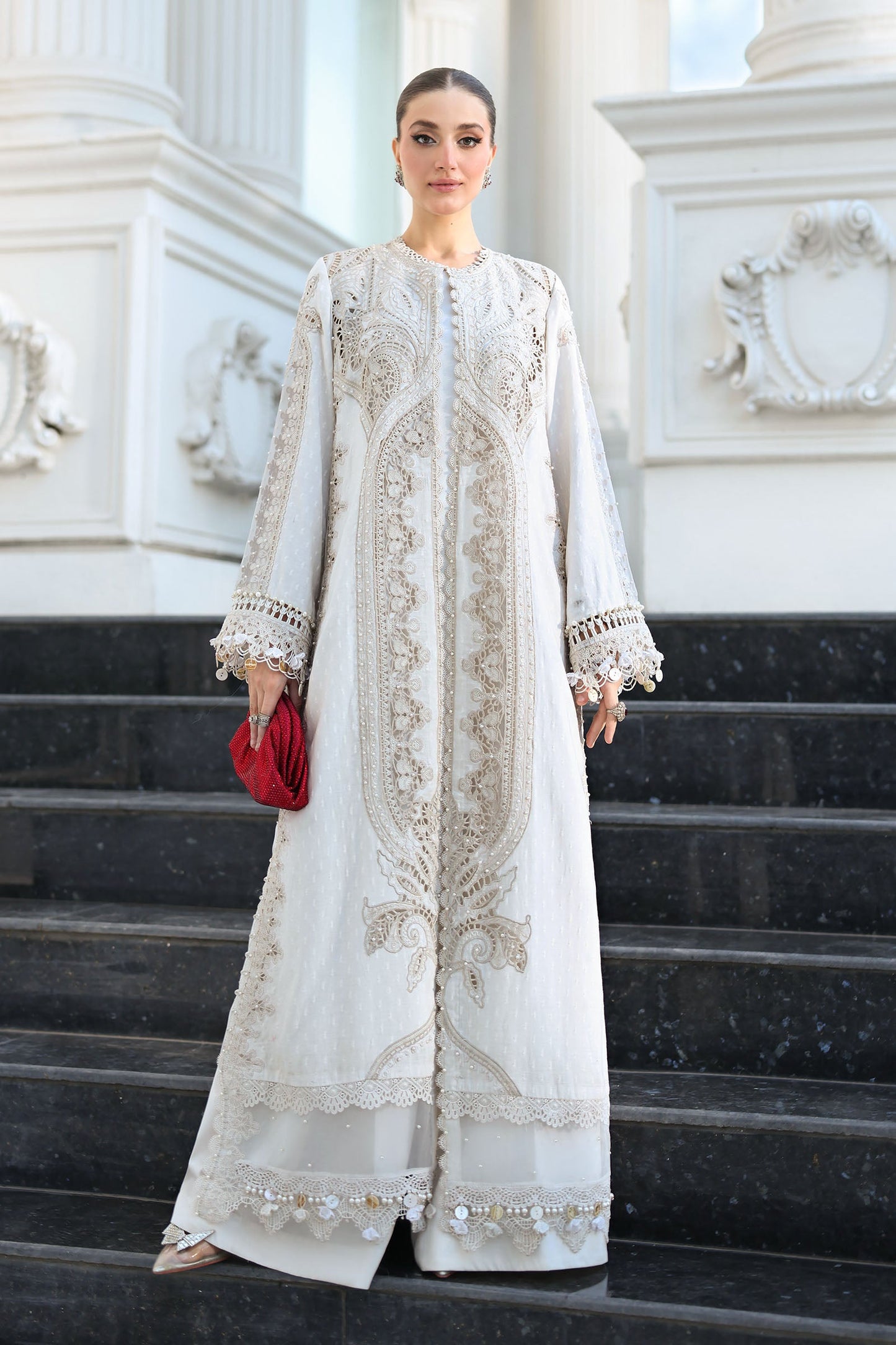 3 Piece Embroidered Jacquard Lawn Suit