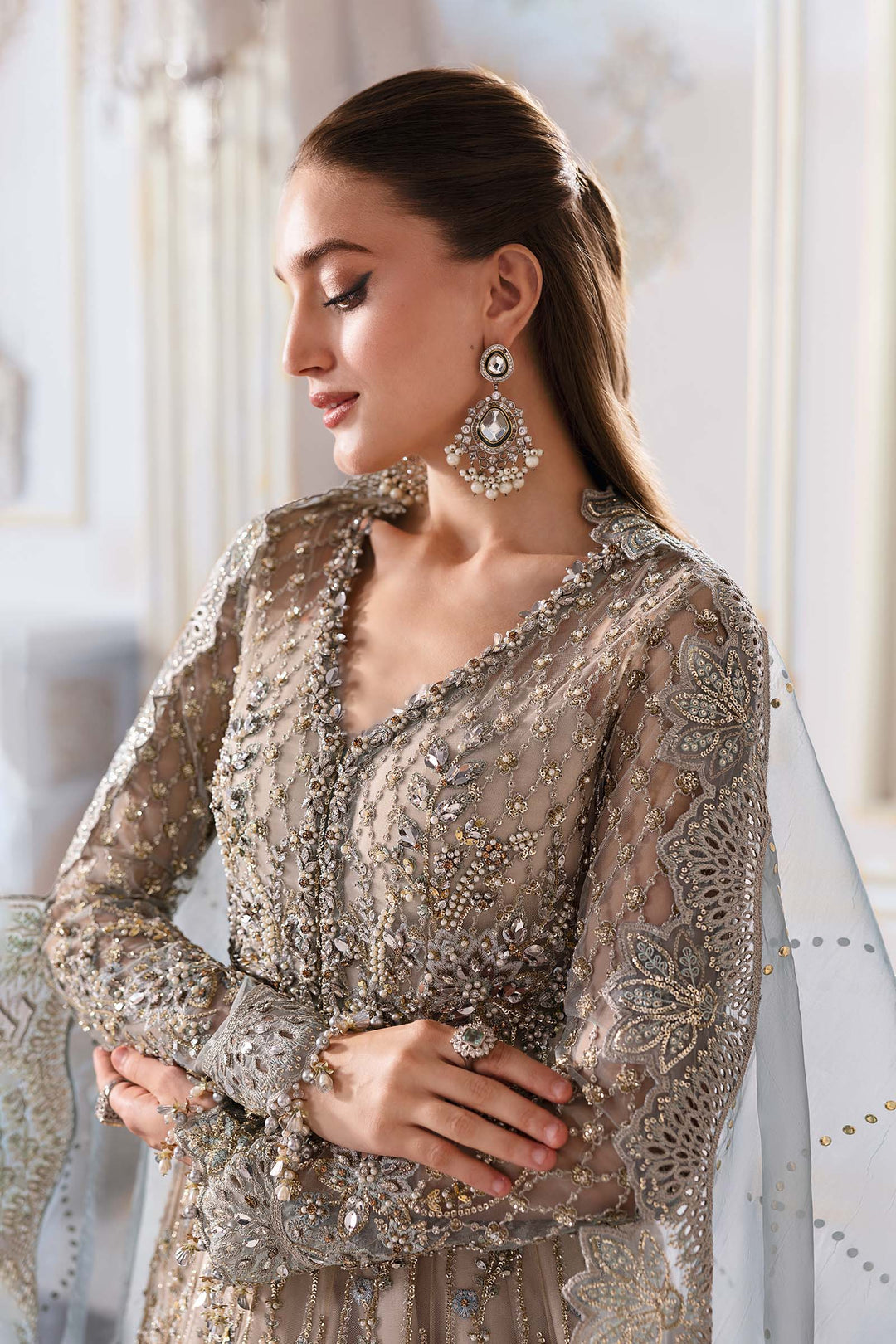 3 Piece Embroidered Net Suit | BD-3002