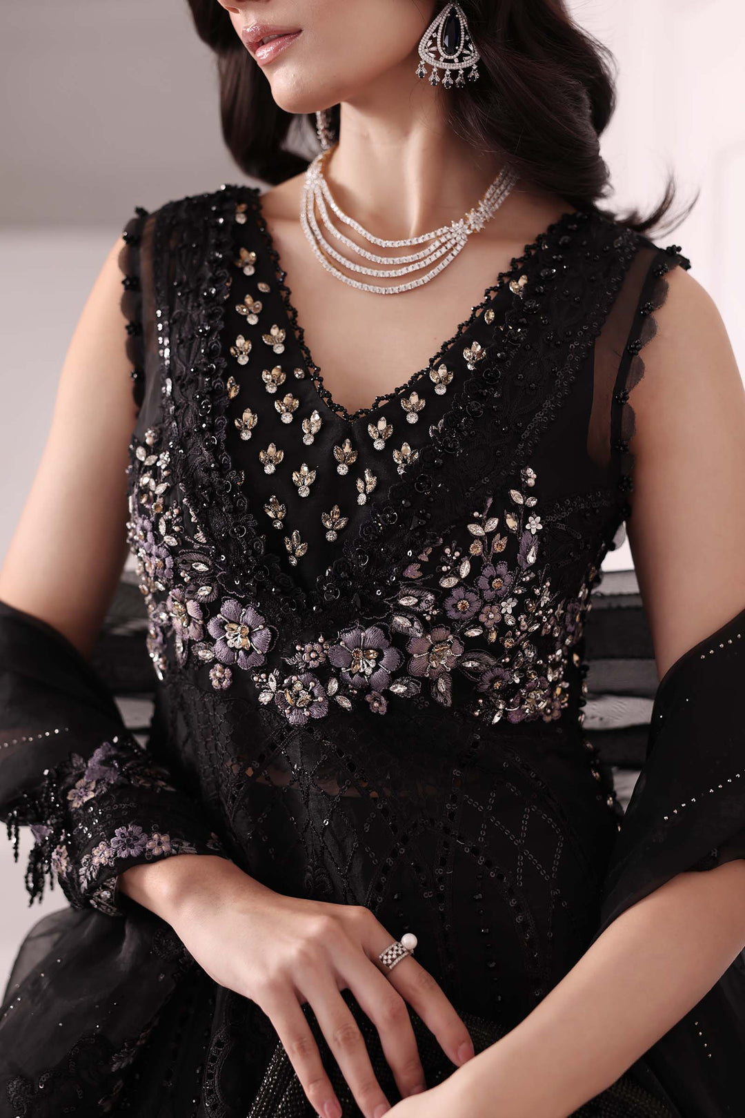 3 Piece Embroidered Organza Suit | BD-3004