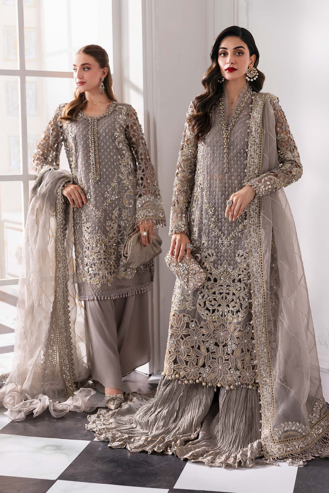3 Piece Embroidered Organza Suit | BD-3006