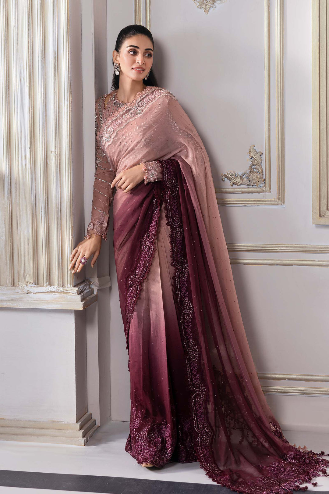 Embroidered Chiffon Saree | BD-3001
