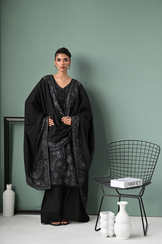 BLACK LUXURY EMBROIDERED KARANDI SET (NEL-24623)