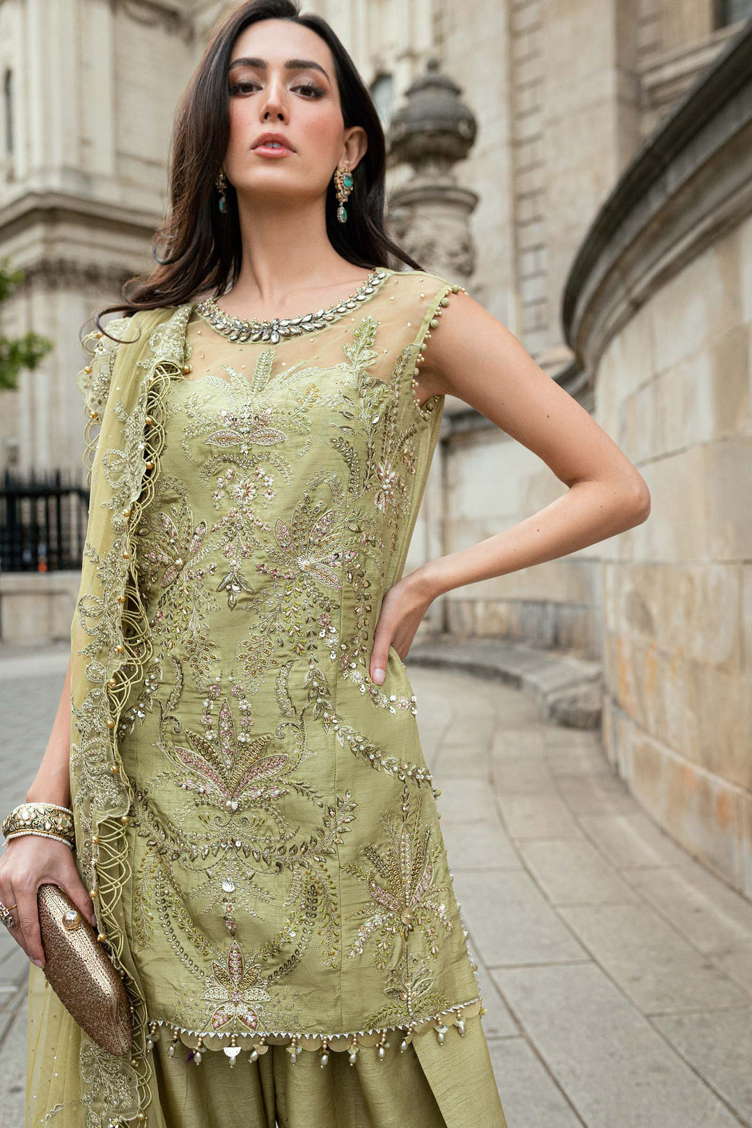 Embroidered Raw Silk Suit