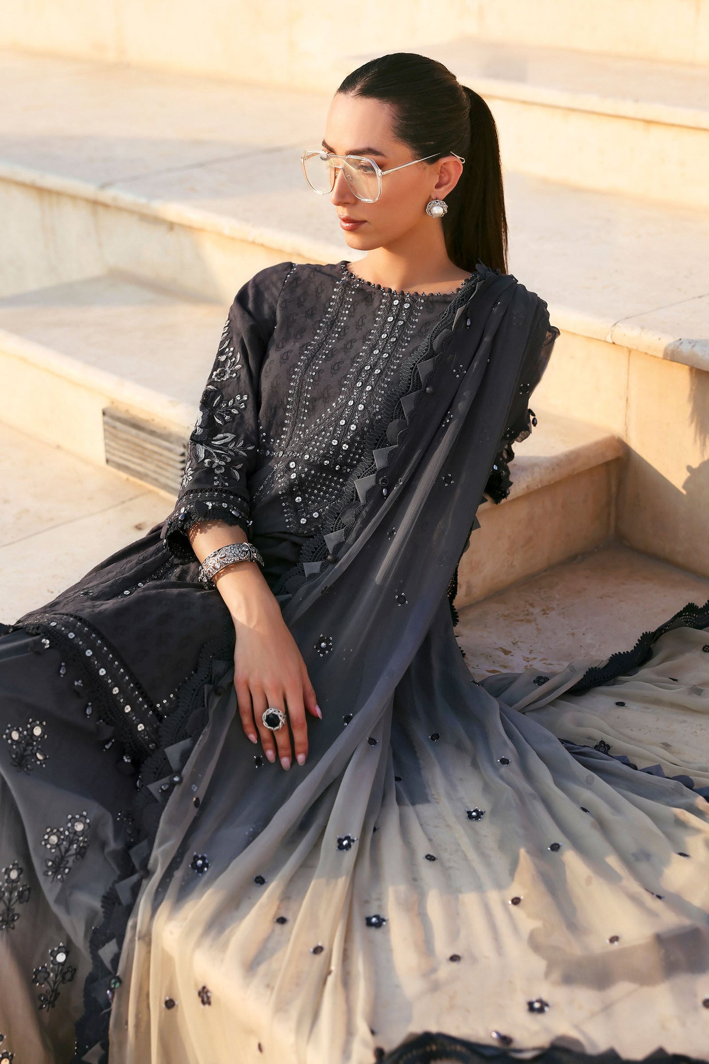 Embroidered Jacquard Lawn Suit
