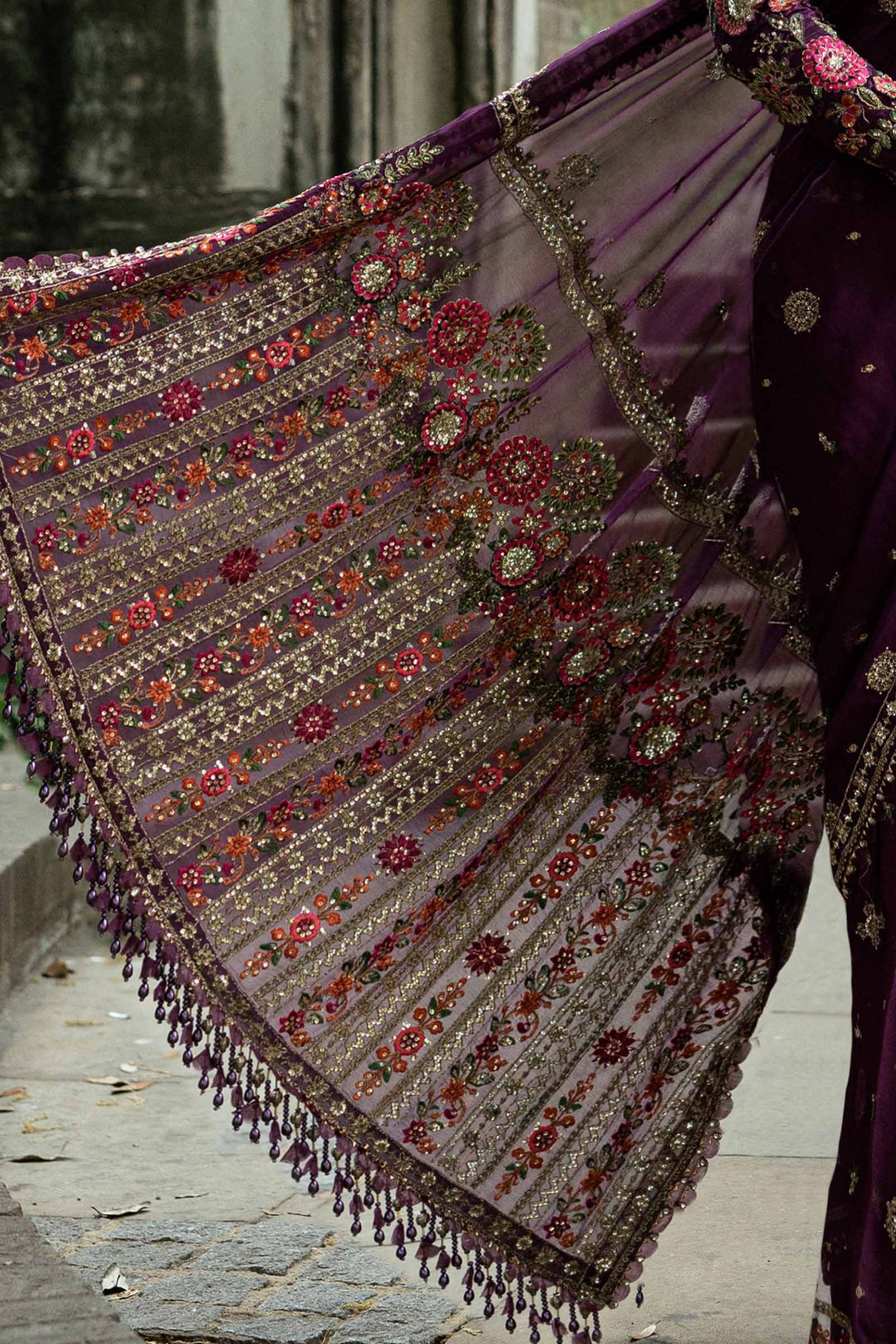 Embroidered Chiffon Saree