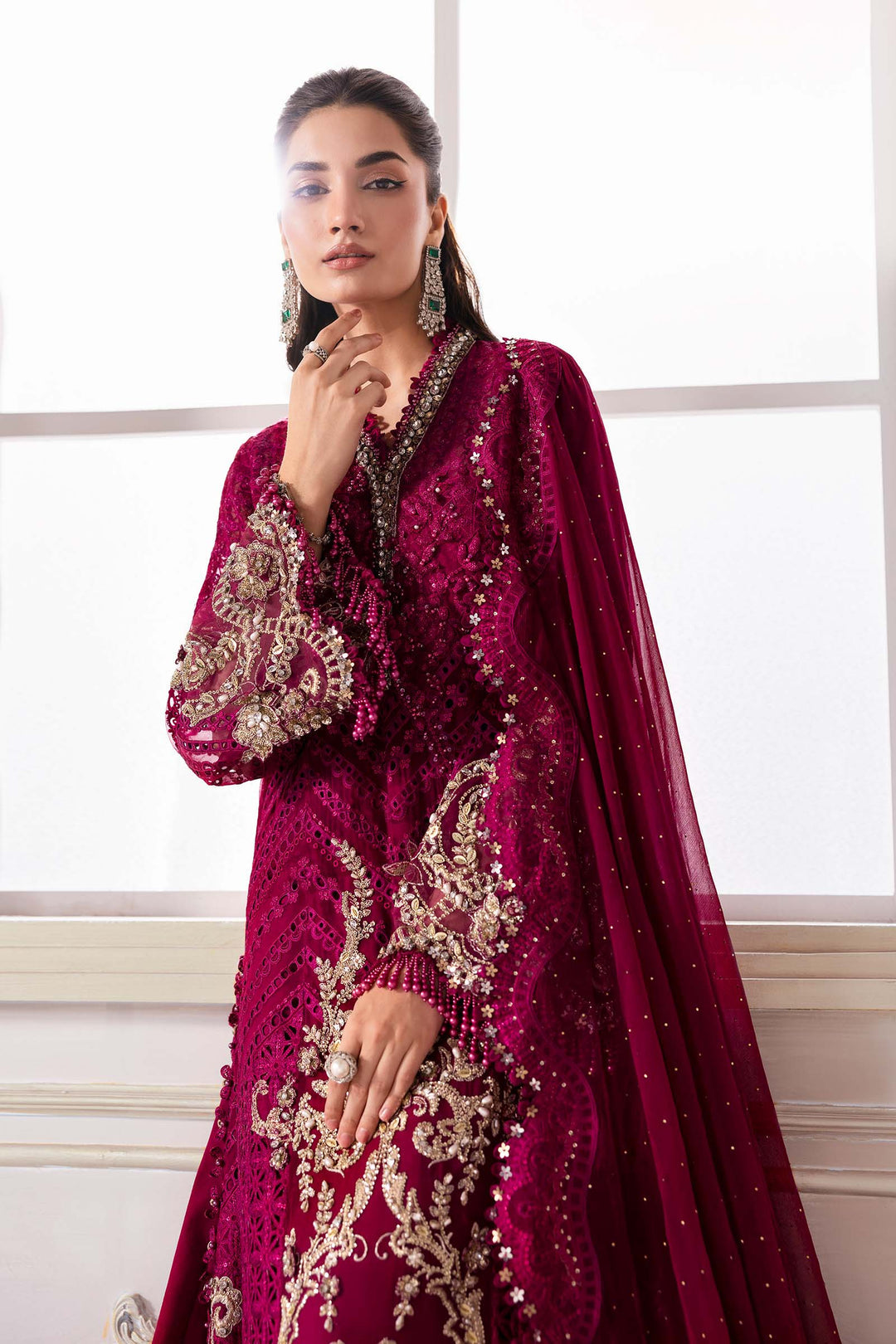 3 Piece Embroidered Chiffon Suit | BD-3003